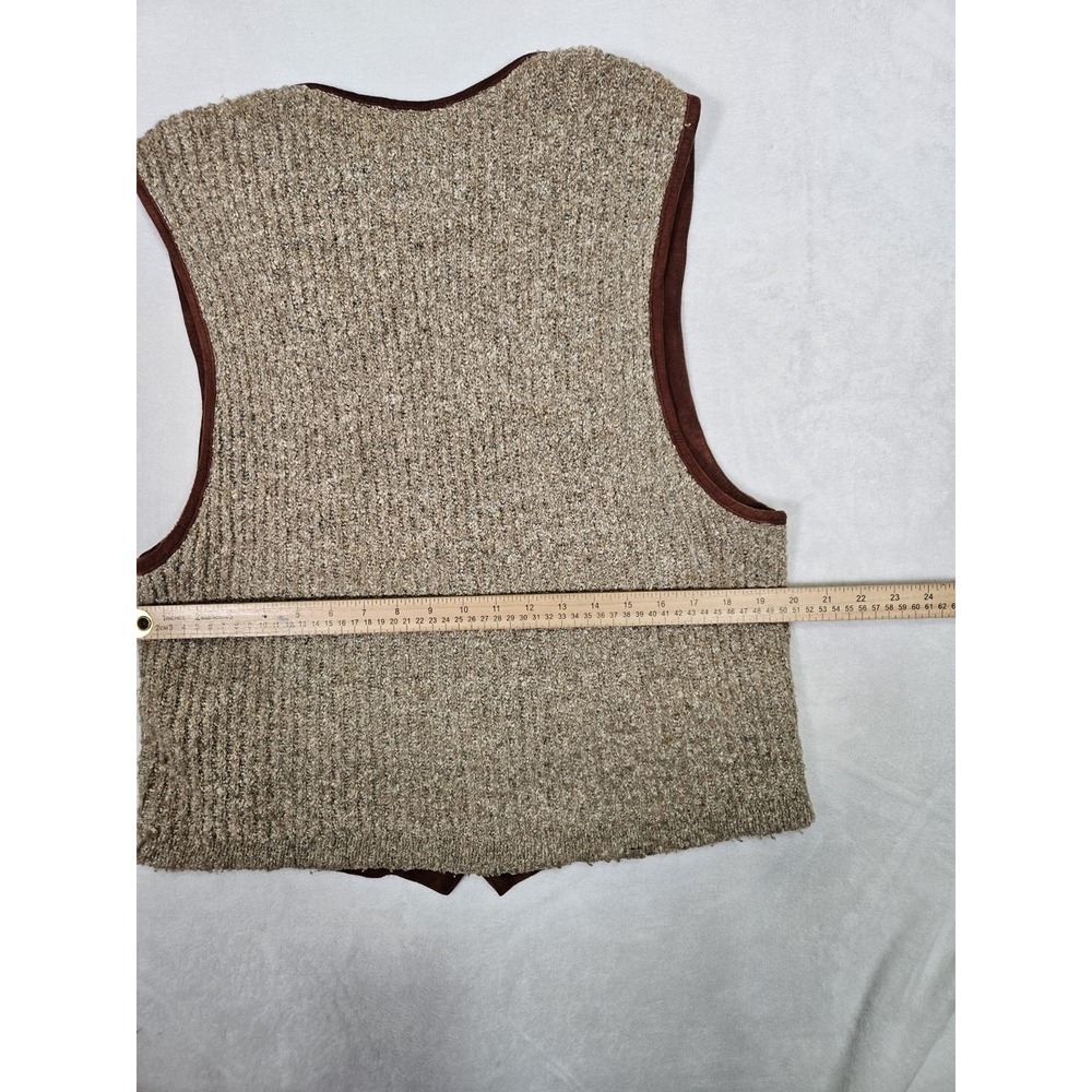 Vtg Territory Ahead 90's Leather‎ Gilet Vest Mens Medium Brown Lining Western - Picture 8 of 10
